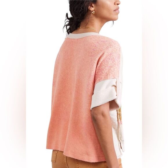 Pilcro Anthropologie Desert Intarsia Sweater Tee Womens Size Medium Cotton - Picture 5 of 15